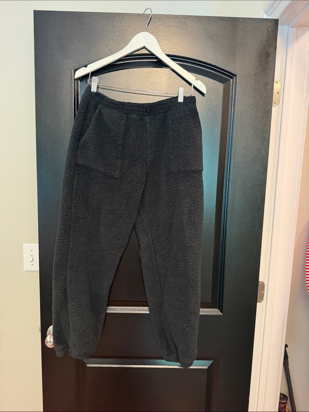 Blank NYC Black Sherpa Joggers - Fleece Sweatpants